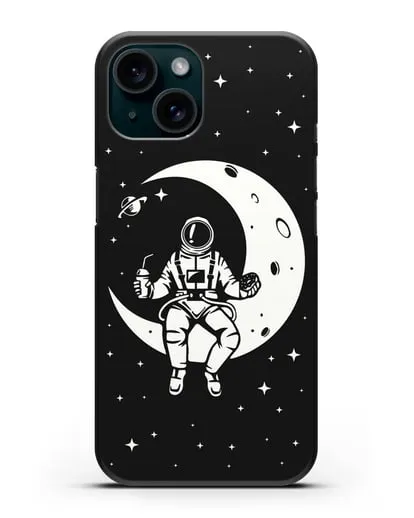 Чехол Космонавт на луне силиконовый для iPhone 15