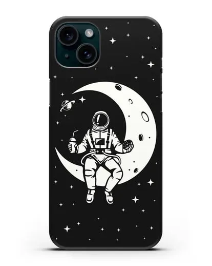 Чехол Космонавт на луне силиконовый для iPhone 15 Plus