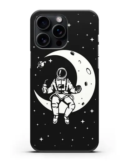 Чехол Космонавт на луне силиконовый для iPhone 15 Pro Max