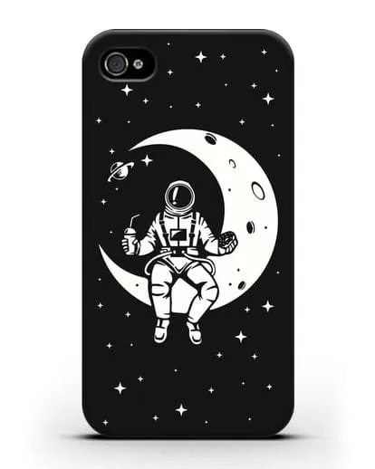 Чехол Космонавт на луне силиконовый для iPhone 4/4s