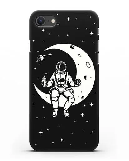 Чехол Космонавт на луне силиконовый для iPhone SE 2020