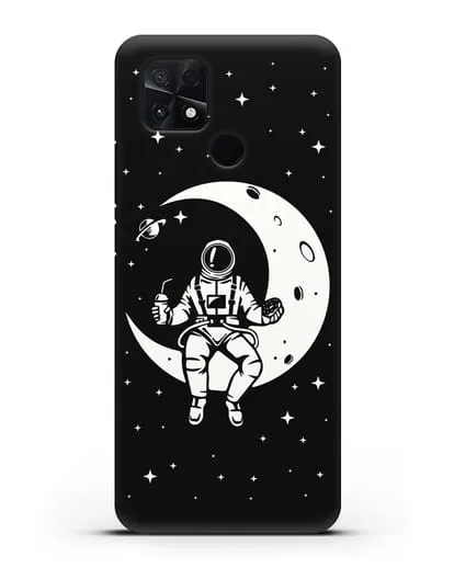 Чехол Космонавт на луне силиконовый для Xiaomi Poco C40