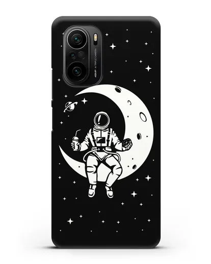 Чехол Космонавт на луне силиконовый для Xiaomi Poco F3 Pro