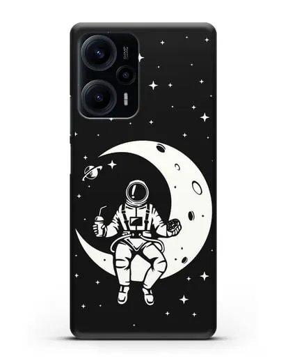 Чехол Космонавт на луне силиконовый для Xiaomi Poco F5
