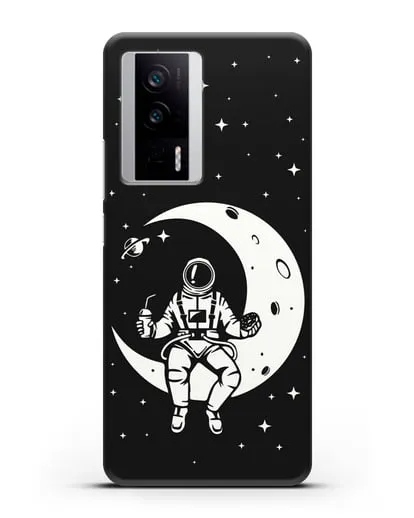 Чехол Космонавт на луне силиконовый для Xiaomi Poco F5 Pro