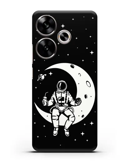 Чехол Космонавт на луне силиконовый для Xiaomi Poco F6