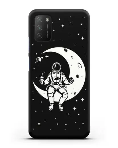 Чехол Космонавт на луне силиконовый для Xiaomi Poco M3