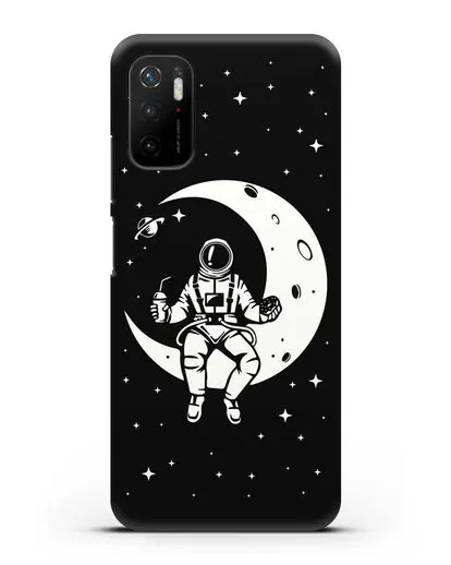 Чехол Космонавт на луне силиконовый для Xiaomi Poco M3 Pro