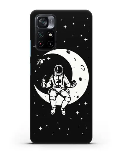 Чехол Космонавт на луне силиконовый для Xiaomi Poco M4 Pro 5G