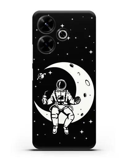 Чехол Космонавт на луне силиконовый для Xiaomi Poco M6