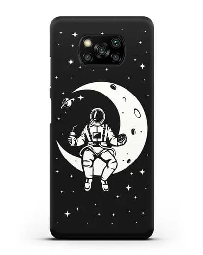 Чехол Космонавт на луне силиконовый для Xiaomi Poco X3