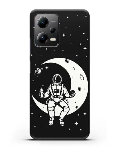 Чехол Космонавт на луне силиконовый для Xiaomi Poco X5