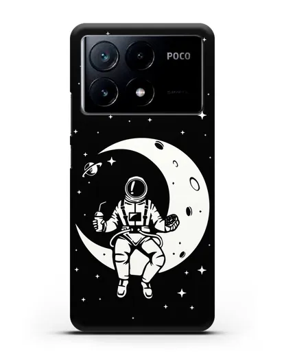 Чехол Космонавт на луне силиконовый для Xiaomi Poco X6 Pro