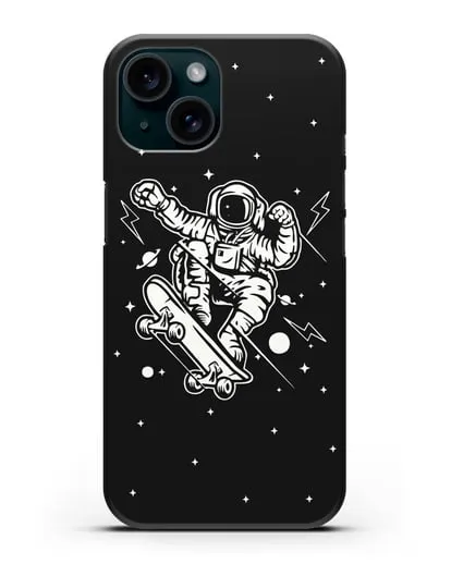 Чехол Космонавт на скейте силиконовый для iPhone 15