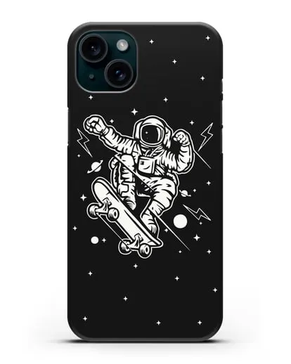 Чехол Космонавт на скейте силиконовый для iPhone 15 Plus