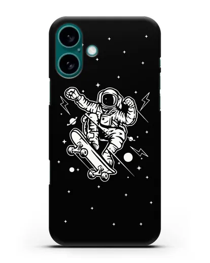 Чехол Космонавт на скейте силиконовый для iPhone 16 Plus