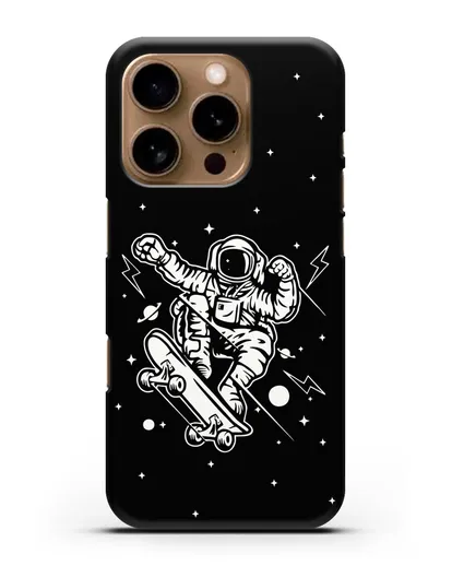 Чехол Космонавт на скейте силиконовый для iPhone 16 Pro