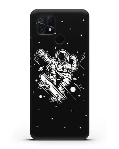 Чехол Космонавт на скейте силиконовый для Xiaomi Poco C40