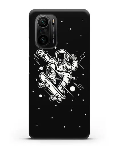 Чехол Космонавт на скейте силиконовый для Xiaomi Poco F3