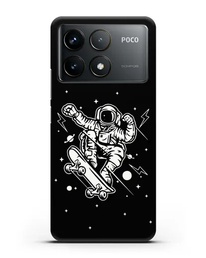 Чехол Космонавт на скейте силиконовый для Xiaomi Poco F6 Pro