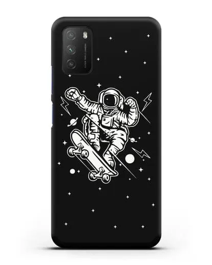 Чехол Космонавт на скейте силиконовый для Xiaomi Poco M3