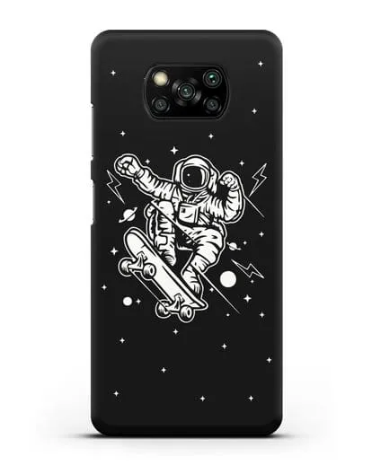 Чехол Космонавт на скейте силиконовый для Xiaomi Poco X3