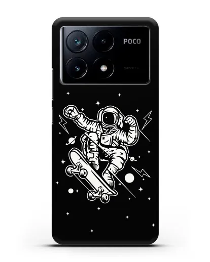 Чехол Космонавт на скейте силиконовый для Xiaomi Poco X6 Pro