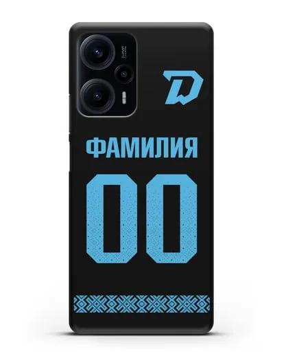Именной чехол ХК Динамо-Минск с фамилией и номером (сезон 2019-2020) черная форма силиконовый для Xiaomi Poco F5
