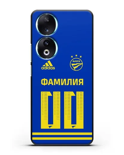 Именной чехол ФК БАТЭ с фамилией и номером (сезон 2020-2021) синяя форма силиконовый для Honor 90