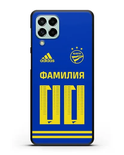 Именной чехол ФК БАТЭ с фамилией и номером (сезон 2020-2021) синяя форма силиконовый для Samsung Galaxy M53 [SM-M536]