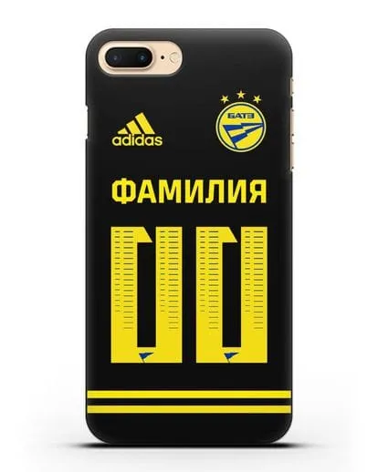 Именной чехол ФК БАТЭ с фамилией и номером (сезон 2020-2021) черная форма силиконовый для iPhone 7 Plus