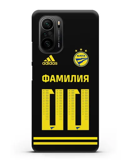 Именной чехол ФК БАТЭ с фамилией и номером (сезон 2020-2021) черная форма силиконовый для Xiaomi Poco F3