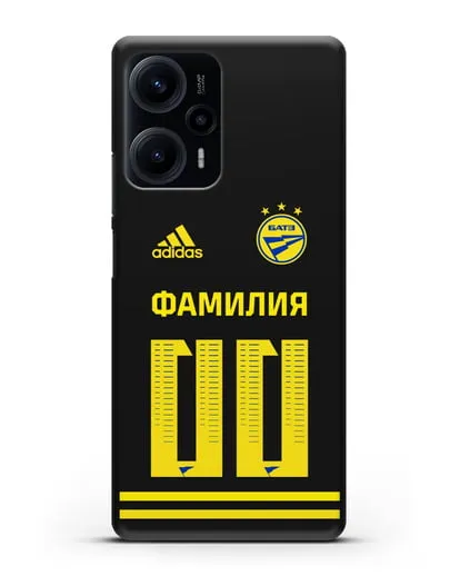 Именной чехол ФК БАТЭ с фамилией и номером (сезон 2020-2021) черная форма силиконовый для Xiaomi Poco F5