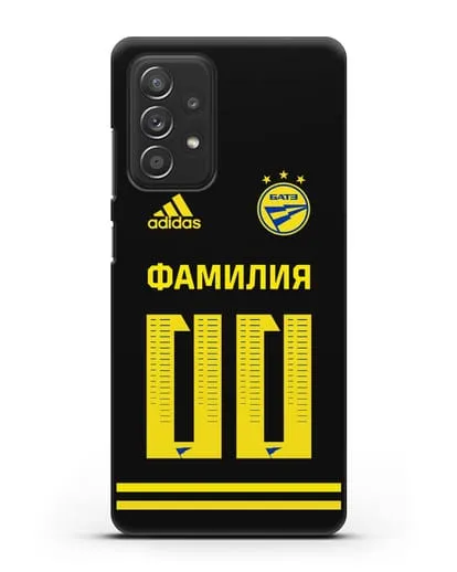 Именной чехол ФК БАТЭ с фамилией и номером (сезон 2020-2021) черная форма силиконовый для Samsung Galaxy A53