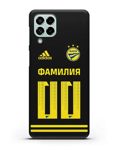 Именной чехол ФК БАТЭ с фамилией и номером (сезон 2020-2021) черная форма силиконовый для Samsung Galaxy M53 [SM-M536]