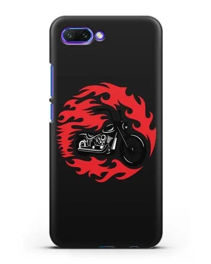 Чехол с изображением Мотоцикл в огне силиконовый для Honor 10