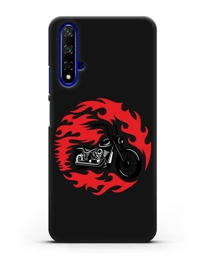 Чехол с изображением Мотоцикл в огне силиконовый для Honor 20
