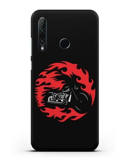 Чехол с изображением Мотоцикл в огне силиконовый для Honor 20e