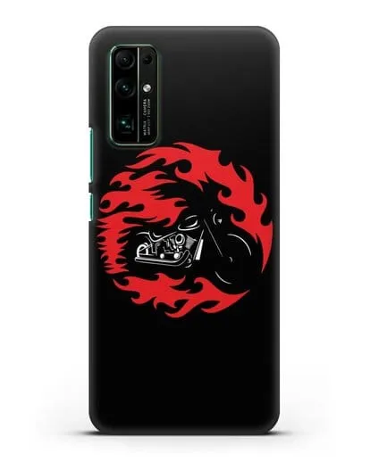 Чехол с изображением Мотоцикл в огне силиконовый для Honor 30