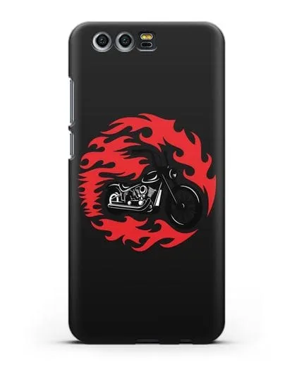 Чехол с изображением Мотоцикл в огне силиконовый для Honor 9