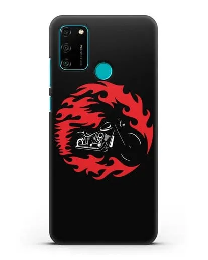 Чехол с изображением Мотоцикл в огне силиконовый для Honor 9A
