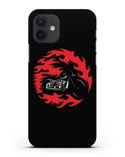 Чехол с изображением Мотоцикл в огне силиконовый для iPhone 12