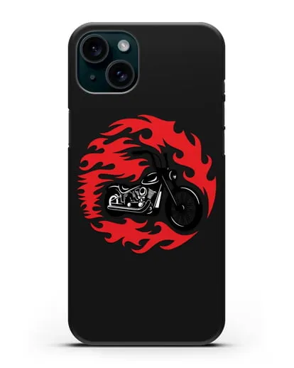 Чехол с изображением Мотоцикл в огне силиконовый для iPhone 15 Plus