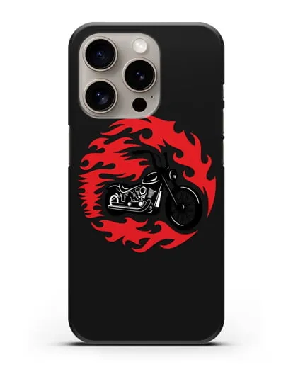 Чехол с изображением Мотоцикл в огне силиконовый для iPhone 15 Pro