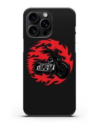 Чехол с изображением Мотоцикл в огне силиконовый для iPhone 15 Pro Max
