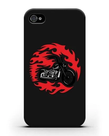 Чехол с изображением Мотоцикл в огне силиконовый для iPhone 4/4s