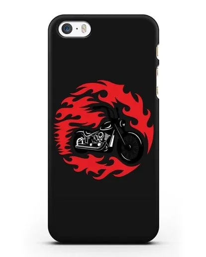Чехол с изображением Мотоцикл в огне силиконовый для iPhone 5/5s/SE