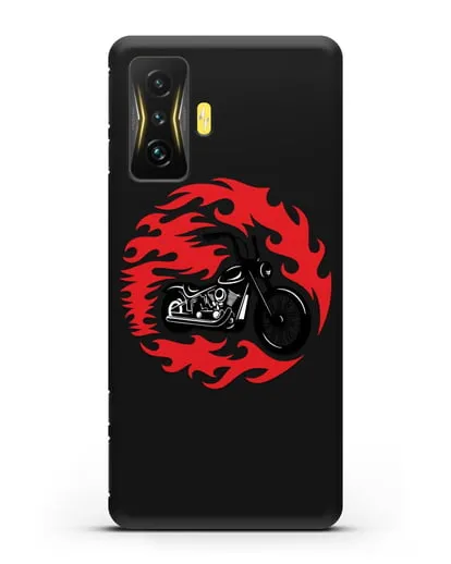 Чехол с изображением Мотоцикл в огне силиконовый для Xiaomi Poco F4 GT