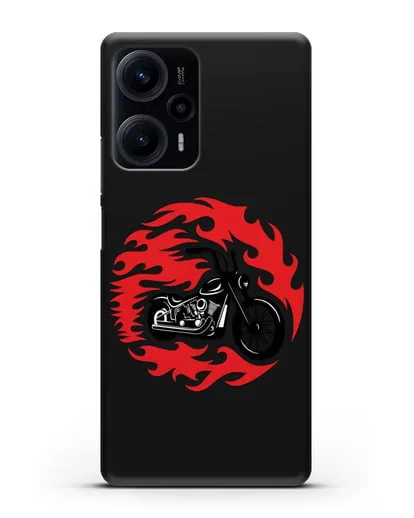 Чехол с изображением Мотоцикл в огне силиконовый для Xiaomi Poco F5