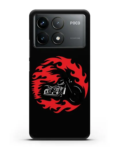 Чехол с изображением Мотоцикл в огне силиконовый для Xiaomi Poco F6 Pro